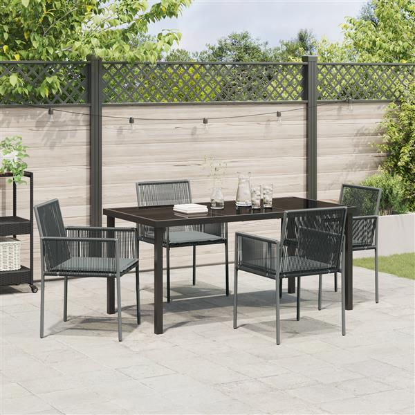Grote foto vidaxl tuin eetset 5 pcs zwart poly riet tuin en terras tuinmeubelen