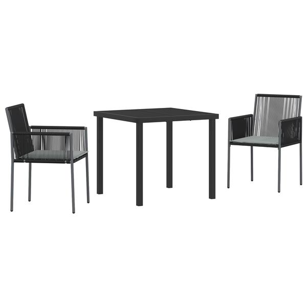 Grote foto vidaxl tuin eetset 3 pcs zwart poly riet tuin en terras tuinmeubelen