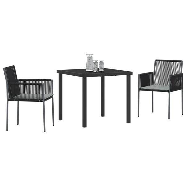 Grote foto vidaxl tuin eetset 3 pcs zwart poly riet tuin en terras tuinmeubelen