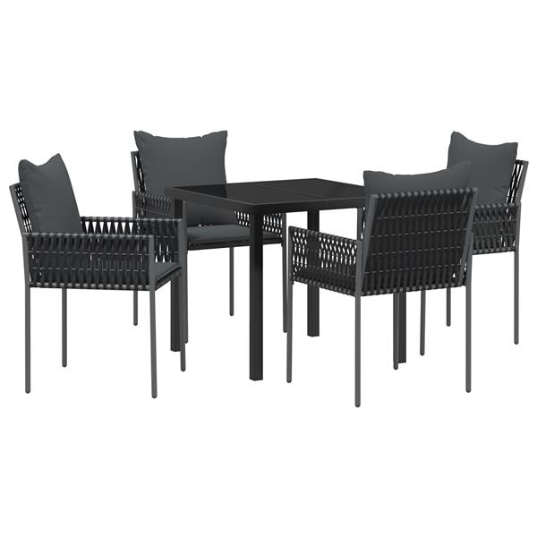 Grote foto vidaxl tuin eetset 5 pcs zwart poly riet tuin en terras tuinmeubelen