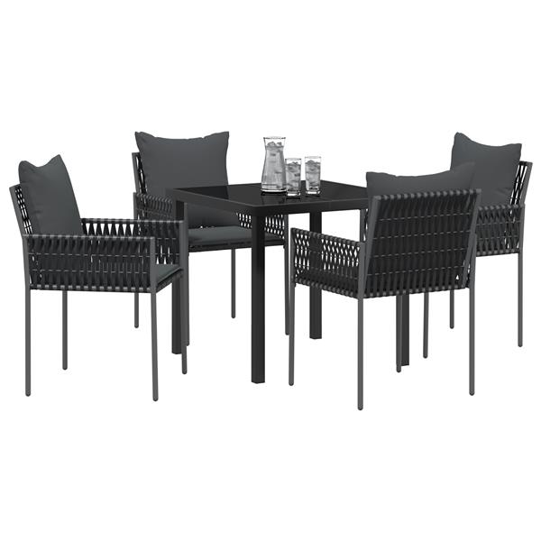 Grote foto vidaxl tuin eetset 5 pcs zwart poly riet tuin en terras tuinmeubelen