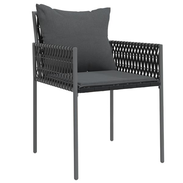 Grote foto vidaxl tuin eetset 5 pcs zwart poly riet tuin en terras tuinmeubelen