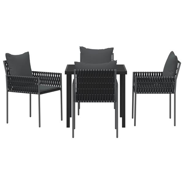 Grote foto vidaxl tuin eetset 5 pcs zwart poly riet tuin en terras tuinmeubelen