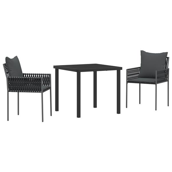 Grote foto vidaxl tuin eetset 3 pcs zwart poly riet tuin en terras tuinmeubelen