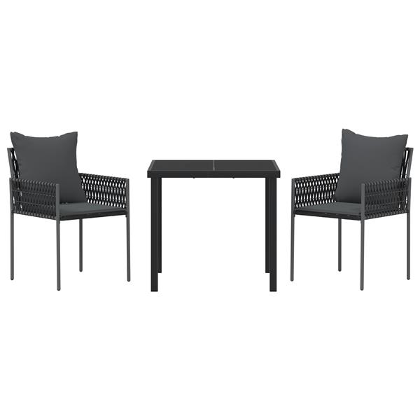 Grote foto vidaxl tuin eetset 3 pcs zwart poly riet tuin en terras tuinmeubelen