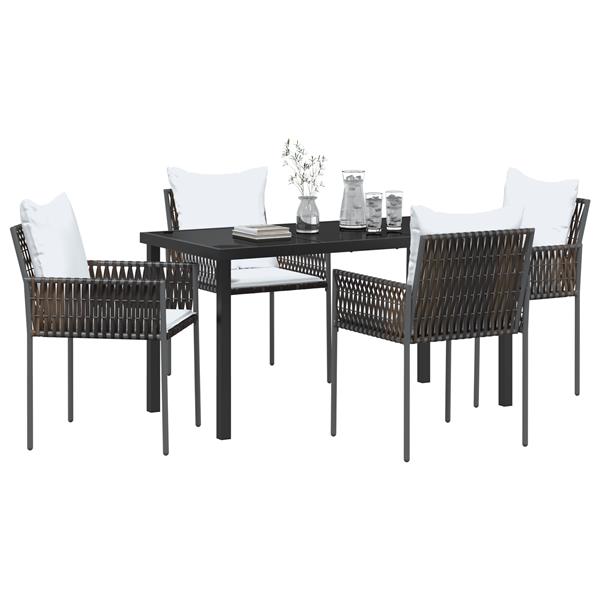 Grote foto vidaxl tuin eetset 5 pcs bruin poly riet tuin en terras tuinmeubelen