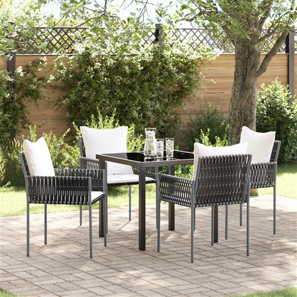 Grote foto vidaxl tuin eetset 5 pcs bruin poly riet tuin en terras tuinmeubelen