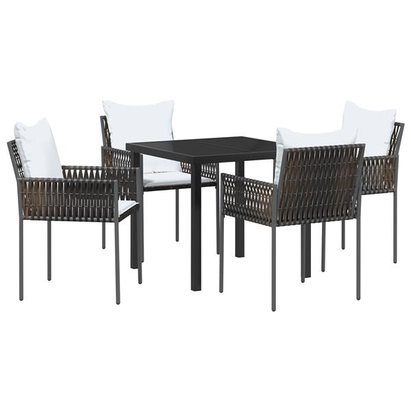 Grote foto vidaxl tuin eetset 5 pcs bruin poly riet tuin en terras tuinmeubelen