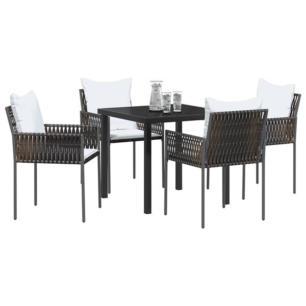 Grote foto vidaxl tuin eetset 5 pcs bruin poly riet tuin en terras tuinmeubelen