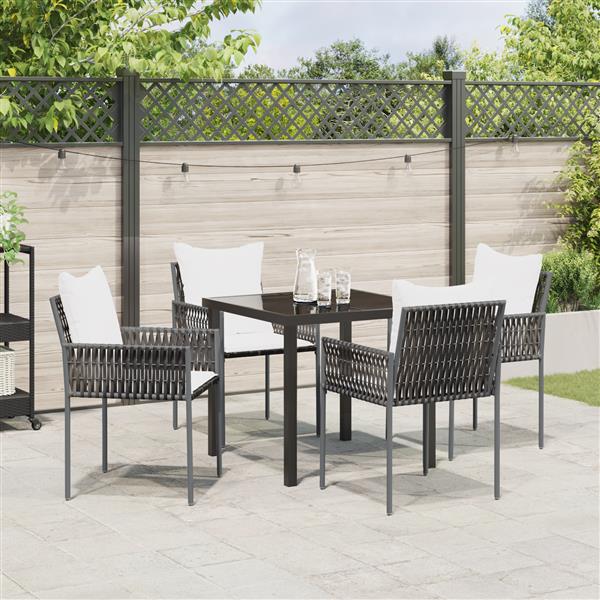 Grote foto vidaxl tuin eetset 5 pcs bruin poly riet tuin en terras tuinmeubelen