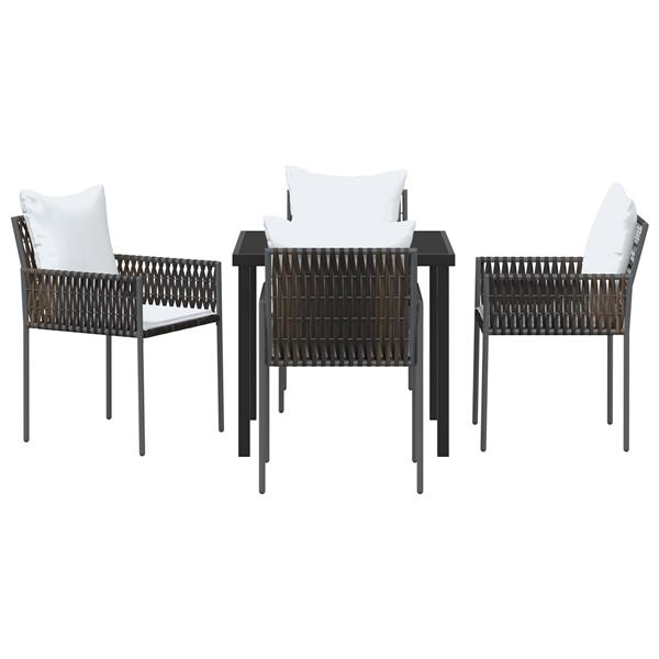 Grote foto vidaxl tuin eetset 5 pcs bruin poly riet tuin en terras tuinmeubelen