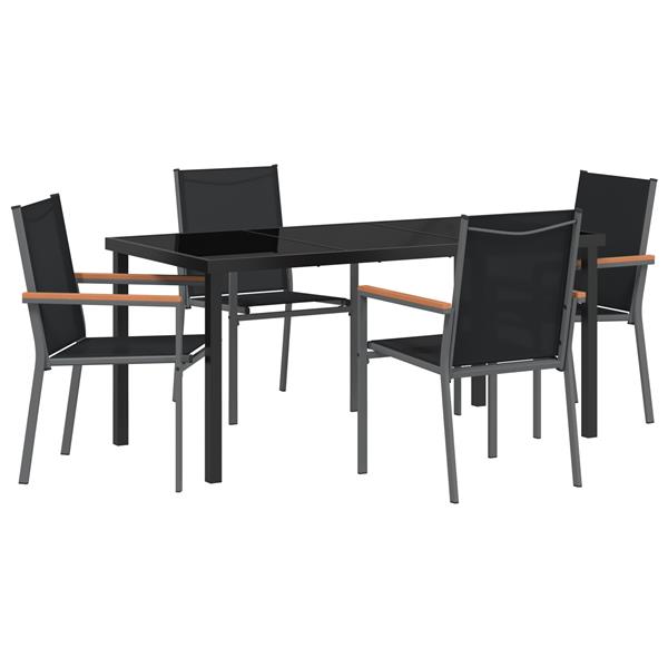 Grote foto vidaxl tuin eetset 5 pcs zwart textilene en staal tuin en terras tuinmeubelen