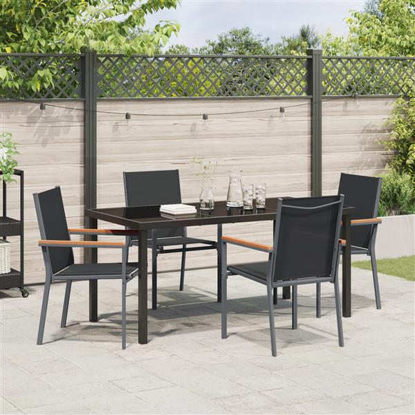 Grote foto vidaxl tuin eetset 5 pcs zwart textilene en staal tuin en terras tuinmeubelen