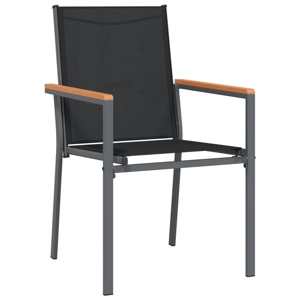 Grote foto vidaxl tuin eetset 5 pcs zwart textilene en staal tuin en terras tuinmeubelen