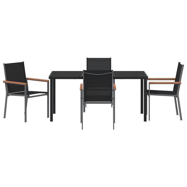 Grote foto vidaxl tuin eetset 5 pcs zwart textilene en staal tuin en terras tuinmeubelen