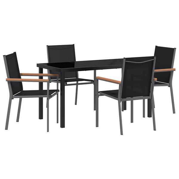 Grote foto vidaxl tuin eetset 5 pcs zwart textilene en staal tuin en terras tuinmeubelen