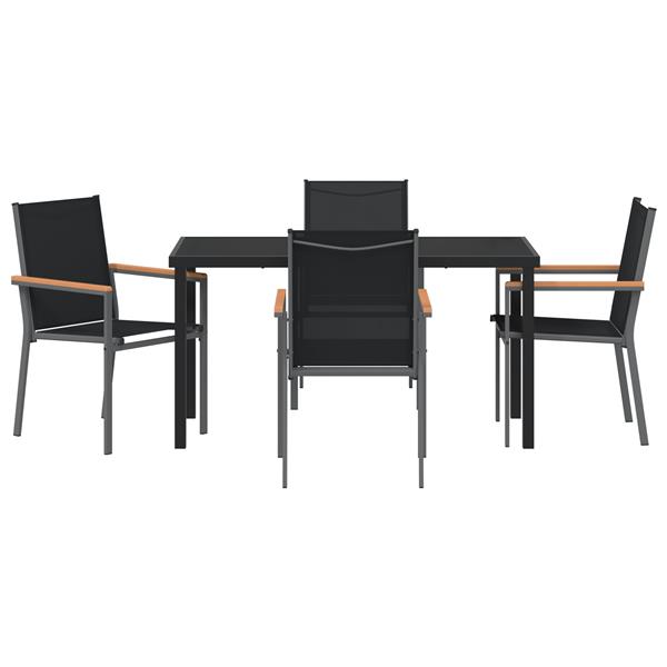 Grote foto vidaxl tuin eetset 5 pcs zwart textilene en staal tuin en terras tuinmeubelen