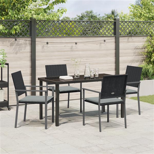 Grote foto vidaxl tuin eetset 5 pcs zwart poly riet tuin en terras tuinmeubelen