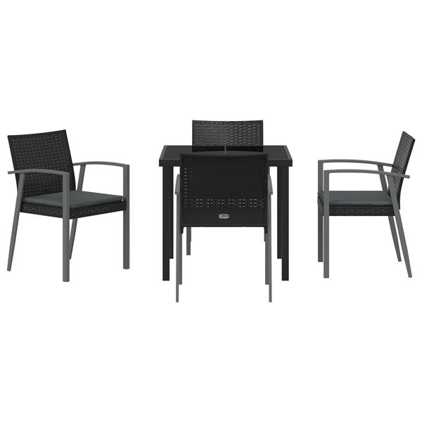 Grote foto vidaxl tuin eetset 5 pcs zwart poly riet tuin en terras tuinmeubelen