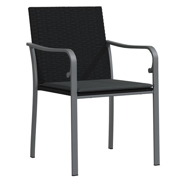 Grote foto vidaxl tuin eetset 5 pcs zwart poly riet tuin en terras tuinmeubelen