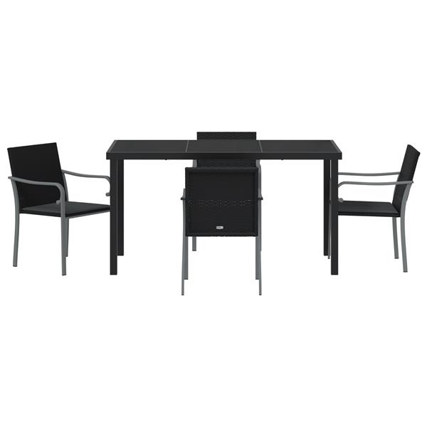 Grote foto vidaxl tuin eetset 5 pcs zwart poly riet tuin en terras tuinmeubelen