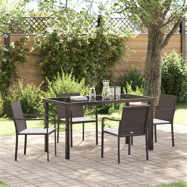 Grote foto vidaxl tuin eetset 5 pcs bruin poly riet tuin en terras tuinmeubelen