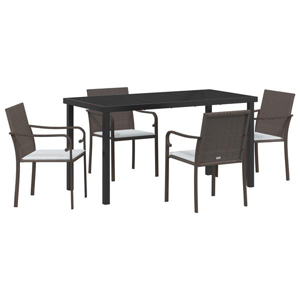 Grote foto vidaxl tuin eetset 5 pcs bruin poly riet tuin en terras tuinmeubelen