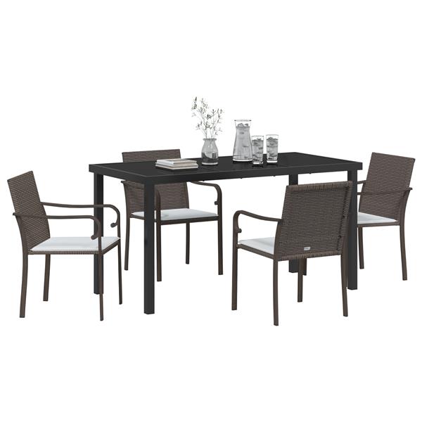 Grote foto vidaxl tuin eetset 5 pcs bruin poly riet tuin en terras tuinmeubelen