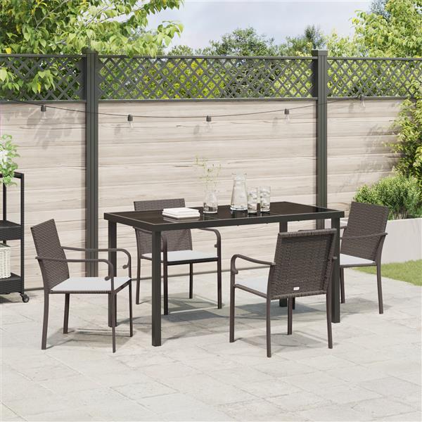 Grote foto vidaxl tuin eetset 5 pcs bruin poly riet tuin en terras tuinmeubelen
