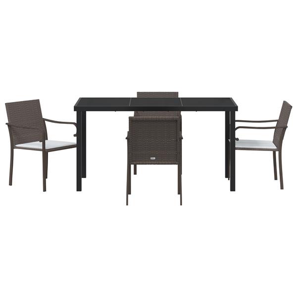 Grote foto vidaxl tuin eetset 5 pcs bruin poly riet tuin en terras tuinmeubelen