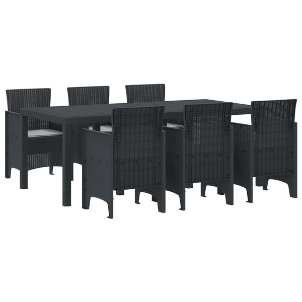 Grote foto vidaxl tuin eetset 7 pcs antraciet polt riet tuin en terras tuinmeubelen