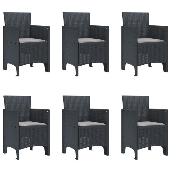 Grote foto vidaxl tuin eetset 7 pcs antraciet polt riet tuin en terras tuinmeubelen