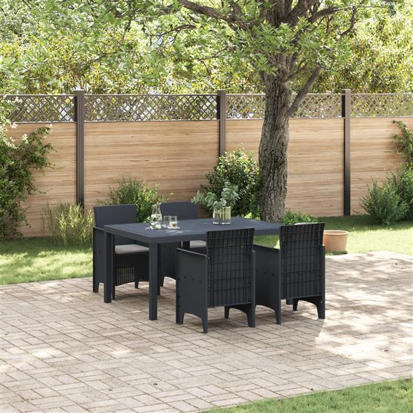 Grote foto vidaxl tuin eetset 5 pcs antraciet polt riet tuin en terras tuinmeubelen
