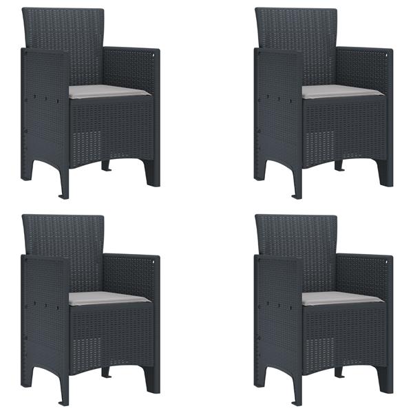 Grote foto vidaxl tuin eetset 5 pcs antraciet polt riet tuin en terras tuinmeubelen