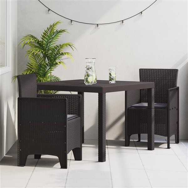 Grote foto vidaxl tuin eetset 3 pcs bruin polt riet tuin en terras tuinmeubelen