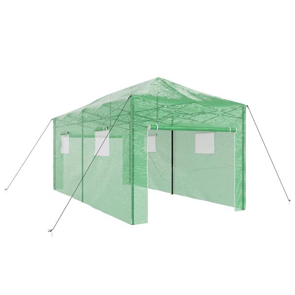 Grote foto vidaxl kas met dak groen 290 x 580 x 315 cm staal tuin en terras overige tuin en terras