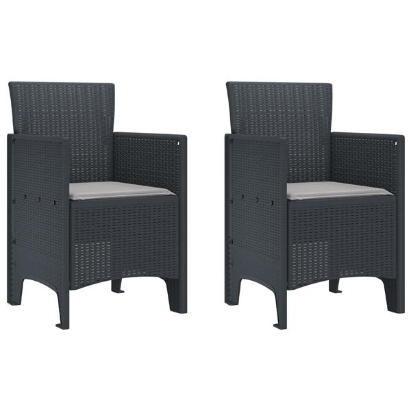 Grote foto vidaxl tuin eetset 3 pcs antraciet polt riet tuin en terras tuinmeubelen