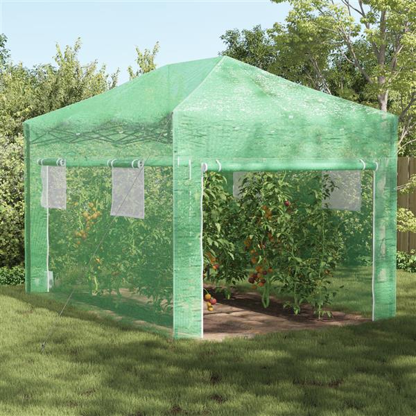 Grote foto vidaxl kas met dak groen 290 x 430 x 315 cm staal tuin en terras overige tuin en terras