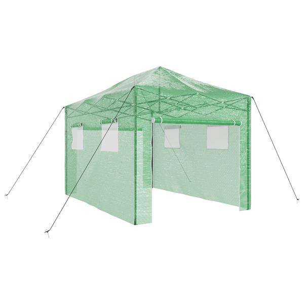 Grote foto vidaxl kas met dak groen 280 x 410 x 315 cm staal tuin en terras overige tuin en terras
