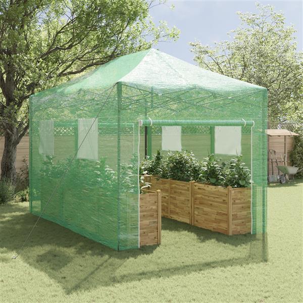 Grote foto vidaxl kas met dak groen 280 x 410 x 315 cm staal tuin en terras overige tuin en terras