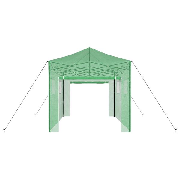 Grote foto vidaxl kas met dak groen 280 x 410 x 315 cm staal tuin en terras overige tuin en terras