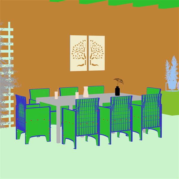 Grote foto vidaxl tuin eetset 9 pcs bruin polt riet tuin en terras tuinmeubelen