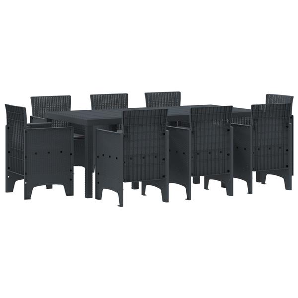 Grote foto vidaxl tuin eetset 9 pcs antraciet polt riet tuin en terras tuinmeubelen