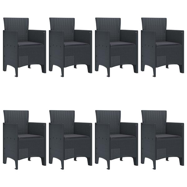 Grote foto vidaxl tuin eetset 9 pcs antraciet polt riet tuin en terras tuinmeubelen