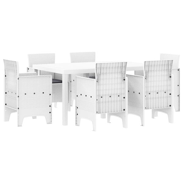 Grote foto vidaxl tuin eetset 7 pcs wit polt riet tuin en terras tuinmeubelen