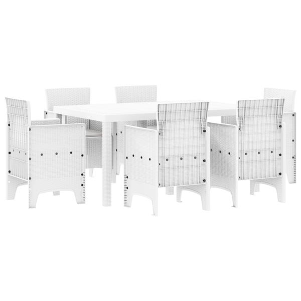 Grote foto vidaxl tuin eetset 7 pcs wit polt riet tuin en terras tuinmeubelen