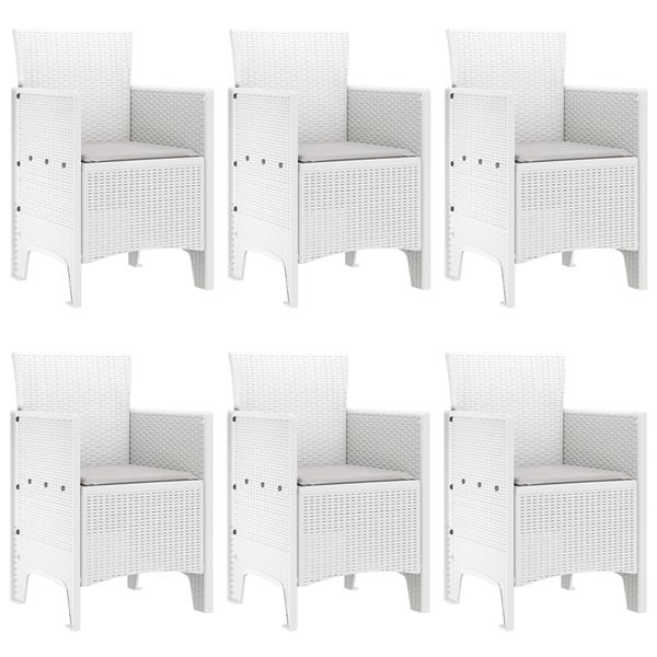 Grote foto vidaxl tuin eetset 7 pcs wit polt riet tuin en terras tuinmeubelen