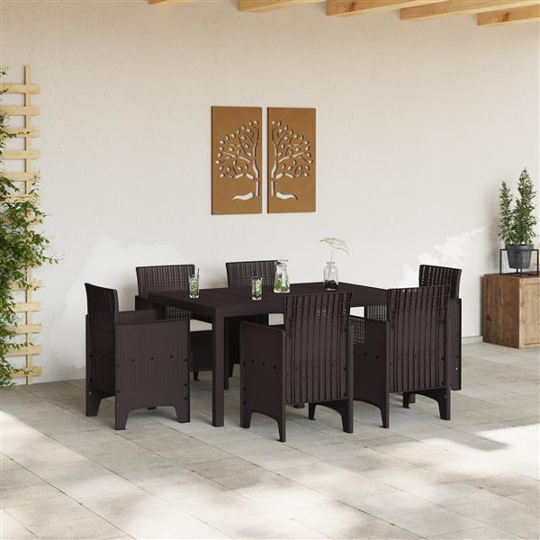 Grote foto vidaxl tuin eetset 7 pcs bruin polt riet tuin en terras tuinmeubelen