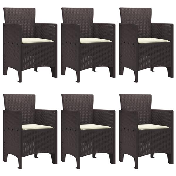 Grote foto vidaxl tuin eetset 7 pcs bruin polt riet tuin en terras tuinmeubelen
