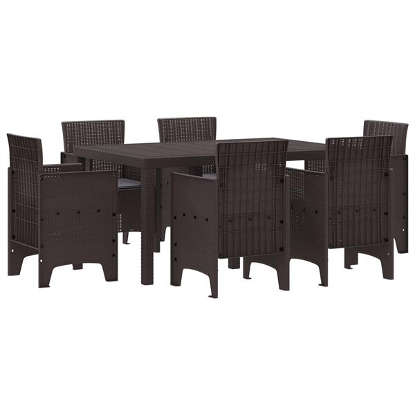 Grote foto vidaxl tuin eetset 7 pcs bruin polt riet tuin en terras tuinmeubelen
